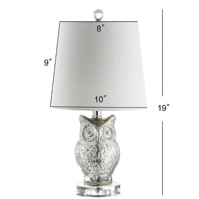 JONATHAN Y 19" Glass/Crystal Night Owl Table Lamp (Includes LED Light Bulb) Silver - JONATHAN Y 3 JONATHAN Y 19" Glass/Crystal Night Owl Table Lamp (Includes LED Light Bulb) Silver - JONATHAN Y - Image 3