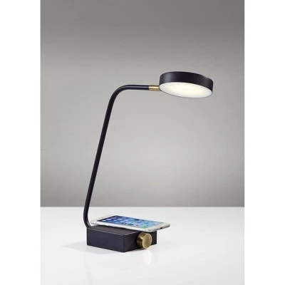 15.5" x 19" Conrad Adessocharge Desk Lamp (Includes LED Light Bulb) Matte Black - Adesso 2 15.5" x 19" Conrad Adessocharge Desk Lamp (Includes LED Light Bulb) Matte Black - Adesso - Image 2