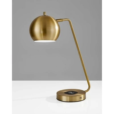 18" x 20.5" Emerson Adessocharge Desk Lamp Brass - Adesso 1 18" x 20.5" Emerson Adessocharge Desk Lamp Brass - Adesso