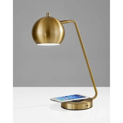 18" x 20.5" Emerson Adessocharge Desk Lamp Brass - Adesso 2 18" x 20.5" Emerson Adessocharge Desk Lamp Brass - Adesso - Image 2