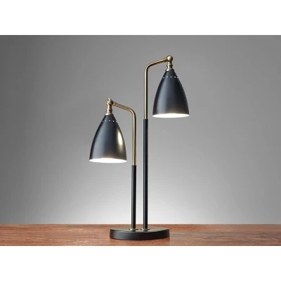 24.75" x 32.5" Chelsea 2-Head Desk Lamp Black - Adesso 2 24.75" x 32.5" Chelsea 2-Head Desk Lamp Black - Adesso - Image 2