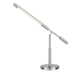 27" Integrated Metal Desk Lamp with USB Ports (Includes LED Light Bulb) Brushed Steel - Cal Lighting