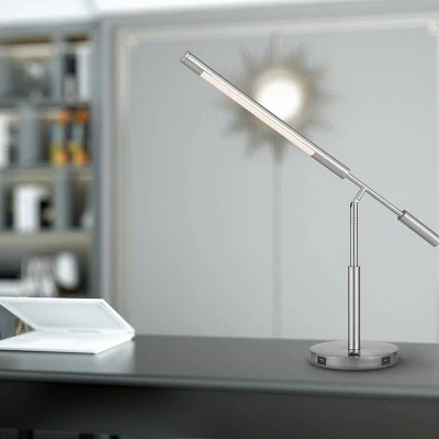 27" Integrated Metal Desk Lamp with USB Ports (Includes LED Light Bulb) Brushed Steel - Cal Lighting 2 27" Integrated Metal Desk Lamp with USB Ports (Includes LED Light Bulb) Brushed Steel - Cal Lighting - Image 2