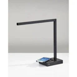 16" Aidan Adessocharge Desk Lamp (Includes LED Light Bulb) Matte Black - Adesso
