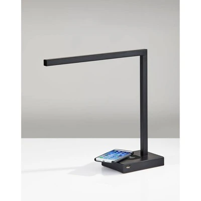 16" Aidan Adessocharge Desk Lamp (Includes LED Light Bulb) Matte Black - Adesso 1 16" Aidan Adessocharge Desk Lamp (Includes LED Light Bulb) Matte Black - Adesso