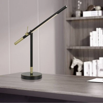 27" Metal AdjusDesk Virton Arm Desk Lamp (Includes LED Light Bulb) Black/Antique Brass - Cal Lighting 1 27" Metal AdjusDesk Virton Arm Desk Lamp (Includes LED Light Bulb) Black/Antique Brass - Cal Lighting