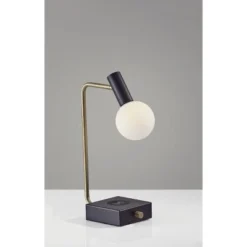 17.5" Windsor Adessocharge Desk Lamp (Includes LED Light Bulb) Matte Black - Adesso