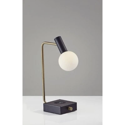 17.5" Windsor Adessocharge Desk Lamp (Includes LED Light Bulb) Matte Black - Adesso 1 17.5" Windsor Adessocharge Desk Lamp (Includes LED Light Bulb) Matte Black - Adesso