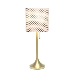Tapered Desk Lamp with Polka Dot Fabric Drum Shade Gold - Simple Designs