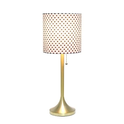 Tapered Desk Lamp with Polka Dot Fabric Drum Shade Gold - Simple Designs 1 Tapered Desk Lamp with Polka Dot Fabric Drum Shade Gold - Simple Designs