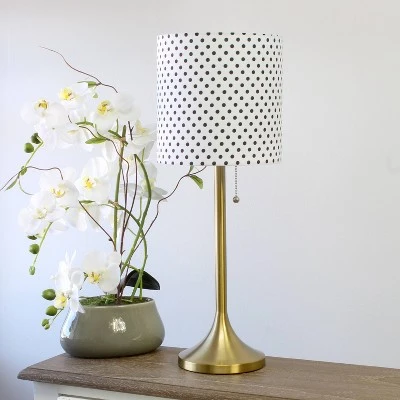 Tapered Desk Lamp with Polka Dot Fabric Drum Shade Gold - Simple Designs 2 Tapered Desk Lamp with Polka Dot Fabric Drum Shade Gold - Simple Designs - Image 2