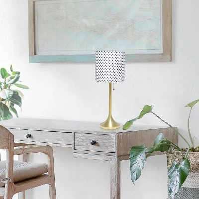Tapered Desk Lamp with Polka Dot Fabric Drum Shade Gold - Simple Designs 3 Tapered Desk Lamp with Polka Dot Fabric Drum Shade Gold - Simple Designs - Image 3