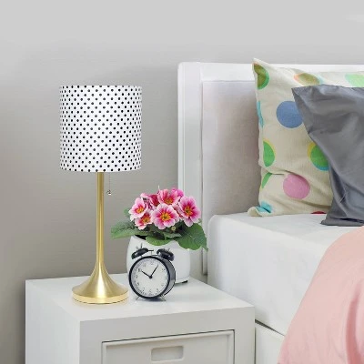 Tapered Desk Lamp with Polka Dot Fabric Drum Shade Gold - Simple Designs 5 Tapered Desk Lamp with Polka Dot Fabric Drum Shade Gold - Simple Designs - Image 5