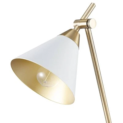 Globe Electric 22" Zelda Matte White Desk Lamp with Gold Accents and White Fabric Cord - Novogratz x Globe 1 Globe Electric 22" Zelda Matte White Desk Lamp with Gold Accents and White Fabric Cord - Novogratz x Globe
