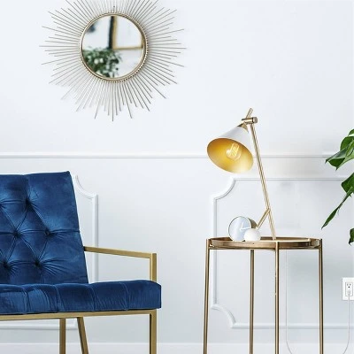 Globe Electric 22" Zelda Matte White Desk Lamp with Gold Accents and White Fabric Cord - Novogratz x Globe 4 Globe Electric 22" Zelda Matte White Desk Lamp with Gold Accents and White Fabric Cord - Novogratz x Globe - Image 4