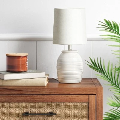 Embossed Striped Pattern Ceramic Mini Lamp - Threshold™ 1 Embossed Striped Pattern Ceramic Mini Lamp - Threshold™