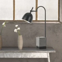 30" Metal Urban Style Desk Lamp with Cement Base Black - Cal Lighting