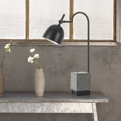 30" Metal Urban Style Desk Lamp with Cement Base Black - Cal Lighting 1 30" Metal Urban Style Desk Lamp with Cement Base Black - Cal Lighting