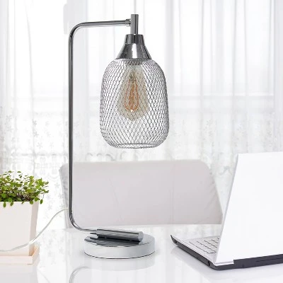 Industrial Mesh Desk Lamp Chrome - Lalia Home 3 Industrial Mesh Desk Lamp Chrome - Lalia Home - Image 3