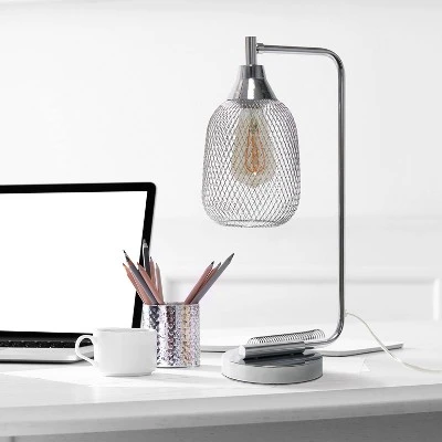 Industrial Mesh Desk Lamp Chrome - Lalia Home 4 Industrial Mesh Desk Lamp Chrome - Lalia Home - Image 4