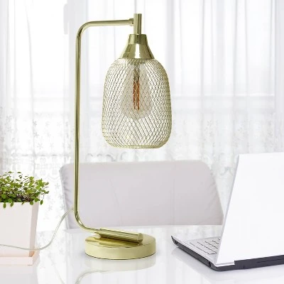 Industrial Mesh Desk Lamp Gold - Lalia Home 2 Industrial Mesh Desk Lamp Gold - Lalia Home - Image 2