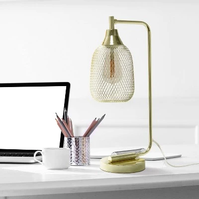Industrial Mesh Desk Lamp Gold - Lalia Home 3 Industrial Mesh Desk Lamp Gold - Lalia Home - Image 3