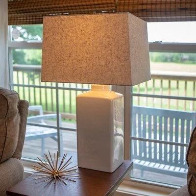 26.5" Kennedy Ceramic Desk Lamp White - Decor Therapy 5 26.5" Kennedy Ceramic Desk Lamp White - Decor Therapy - Image 5