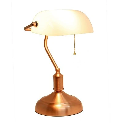 Executive Banker's Desk Lamp with Glass Shade Rose Gold - Simple Designs 1 Executive Banker's Desk Lamp with Glass Shade Rose Gold - Simple Designs