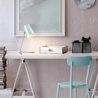 16" Novogratz Globe Dobby Desk Lamp with Gold Accents Matte Teal - Globe Electric 3 16" Novogratz Globe Dobby Desk Lamp with Gold Accents Matte Teal - Globe Electric - Image 3