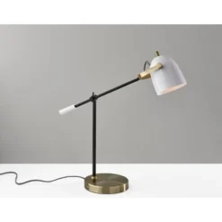 Casey Desk Lamp Black/White/Brass - Adesso