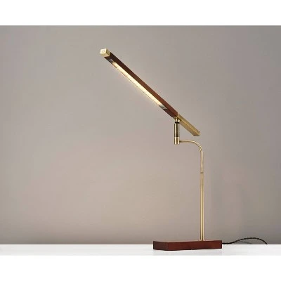 LED Barrett Desk Lamp Walnut/Brass (Includes LED Light Bulb) - Adesso 3 LED Barrett Desk Lamp Walnut/Brass (Includes LED Light Bulb) - Adesso - Image 3