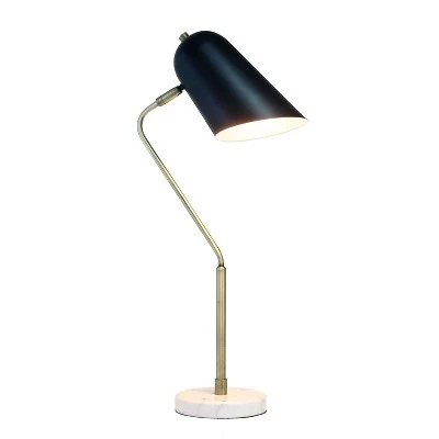 Asymmetrical Marble and Metal Desk Lamp with Sloped Shade Antique Brass - Lalia Home 1 Asymmetrical Marble and Metal Desk Lamp with Sloped Shade Antique Brass - Lalia Home