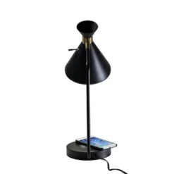 19" Wireless Charging Table Lamp Matte Black - Adesso
