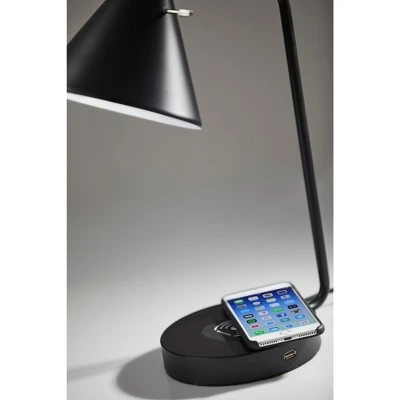 19" Wireless Charging Table Lamp Matte Black - Adesso 2 19" Wireless Charging Table Lamp Matte Black - Adesso - Image 2