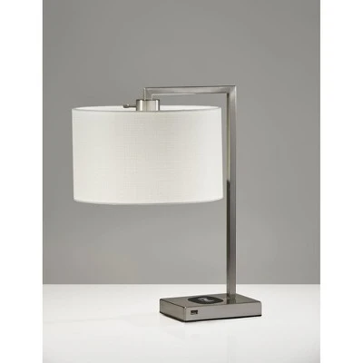 21.25" Austin Adessocharge Table Lamp Medium Silver - Adesso 1 21.25" Austin Adessocharge Table Lamp Medium Silver - Adesso