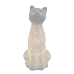 Porcelain Kitty Cat Shaped Animal Light Table Lamp White - Simple Designs