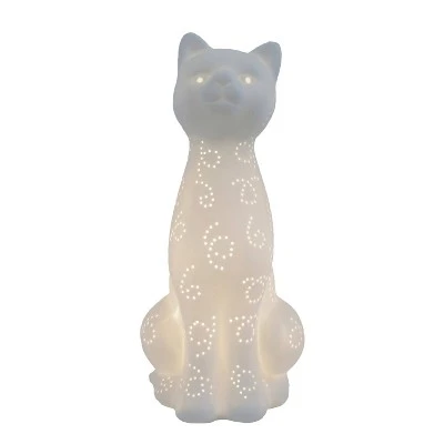 Porcelain Kitty Cat Shaped Animal Light Table Lamp White - Simple Designs 1 Porcelain Kitty Cat Shaped Animal Light Table Lamp White - Simple Designs