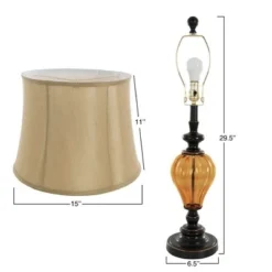 Table Lamps Amber Glass Set of 2 (Includes LED Light Bulb) - Yorkshire Home
