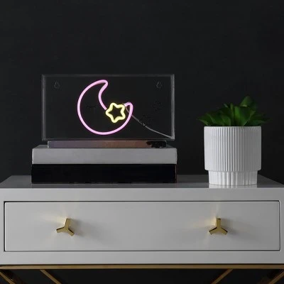 JONATHAN Y 11.8" Moon Contemporary Glam Acrylic Box Pendant (Includes LED Light Bulb) Neon Pink/Yellow - JONATHAN Y 1 JONATHAN Y 11.8" Moon Contemporary Glam Acrylic Box Pendant (Includes LED Light Bulb) Neon Pink/Yellow - JONATHAN Y
