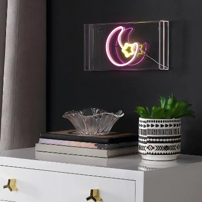 JONATHAN Y 11.8" Moon Contemporary Glam Acrylic Box Pendant (Includes LED Light Bulb) Neon Pink/Yellow - JONATHAN Y 3 JONATHAN Y 11.8" Moon Contemporary Glam Acrylic Box Pendant (Includes LED Light Bulb) Neon Pink/Yellow - JONATHAN Y - Image 3