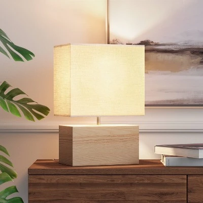 Wood Block Table Lamp Brown (Includes LED Light Bulb) - Project 62™ 1 Wood Block Table Lamp Brown (Includes LED Light Bulb) - Project 62™