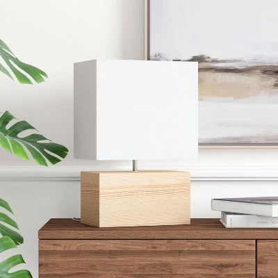 Wood Block Table Lamp Brown (Includes LED Light Bulb) - Project 62™ 2 Wood Block Table Lamp Brown (Includes LED Light Bulb) - Project 62™ - Image 2