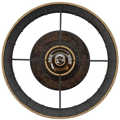 20" Metal Table Lamp with Caged Shade Black/Natural - StyleCraft 4 20" Metal Table Lamp with Caged Shade Black/Natural - StyleCraft - Image 4