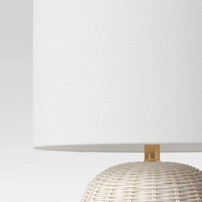 Rattan Table Lamp White (Includes LED Light Bulb) - Threshold™ 3 Rattan Table Lamp White (Includes LED Light Bulb) - Threshold™ - Image 3