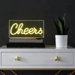 JONATHAN Y 11.8" Cheers Contemporary Glam Acrylic Box Pendant (Includes LED Light Bulb) Neon Yellow - JONATHAN Y -Deals A Radiant Den Store unnamed file 2104