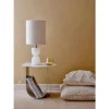 13.25" Alabaster Table Lamp with Cotton Velvet Shade Ivory - 3R Studios