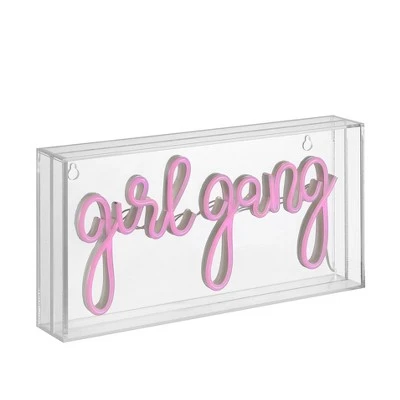 JONATHAN Y 11.88" Girl Gang Contemporary Glam Acrylic Box Pendant (Includes LED Light Bulb) Neon Pink - JONATHAN Y 1 JONATHAN Y 11.88" Girl Gang Contemporary Glam Acrylic Box Pendant (Includes LED Light Bulb) Neon Pink - JONATHAN Y