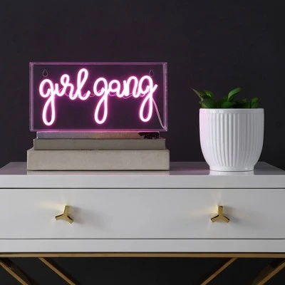 JONATHAN Y 11.88" Girl Gang Contemporary Glam Acrylic Box Pendant (Includes LED Light Bulb) Neon Pink - JONATHAN Y 3 JONATHAN Y 11.88" Girl Gang Contemporary Glam Acrylic Box Pendant (Includes LED Light Bulb) Neon Pink - JONATHAN Y - Image 3