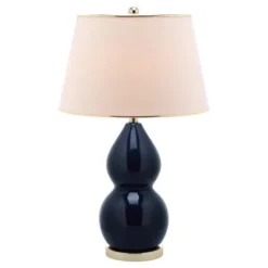 26.5" Jill Double- Gourd Ceramic Lamp Navy (Includes CFL Light Bulb) - Safavieh