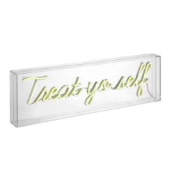 JONATHAN Y 20" Treat Yo Self Contemporary Glam Acrylic Box Pendant (Includes LED Light Bulb) Neon Yellow - JONATHAN Y